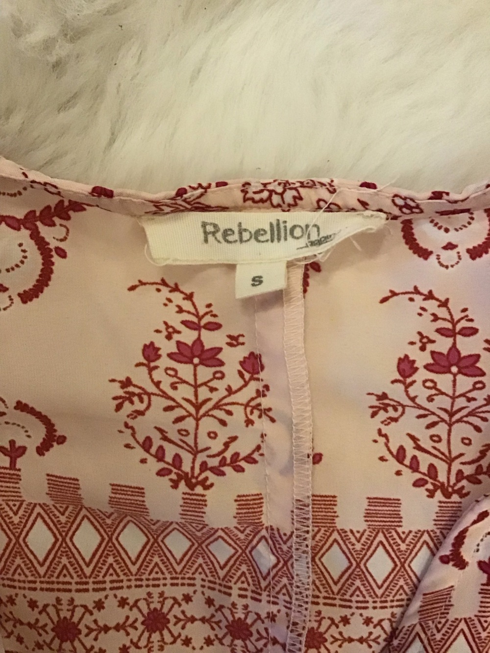 Rebellion Boho Pink Floral Printed Kimono Size S EUC - Picture 7 of 9